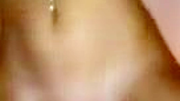 Masturbating Blonde Babe with Big Boobs in Stockings