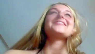 Screaming Orgasm with Amateur Blonde College Girl Homemade Dildo Masturbation