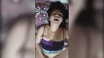 Mexican Latina Girlfriend Masturbates with Dildo and Cums on her Face - Amateur Homemade Sex