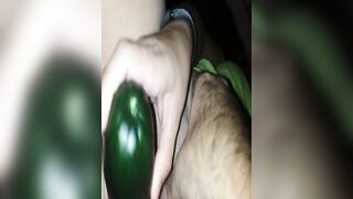 MILF Masturbates with Cucumber & Dildo in Homemade Porn!