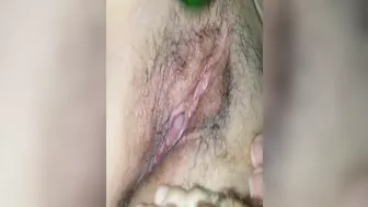 MILF Masturbates with Cucumber & Dildo in Homemade Porn!