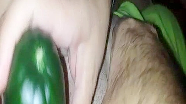 MILF Masturbates with Cucumber & Dildo in Homemade Porn!