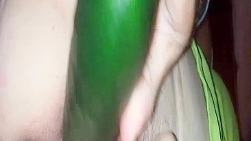 MILF Masturbates with Cucumber & Dildo in Homemade Porn!
