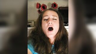 Masturbation Selfies with Sex Toys - Brunette College Student Homemade Dildo Fuck & Orgasm