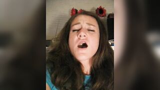 Masturbation Selfies with Sex Toys - Brunette College Student Homemade Dildo Fuck & Orgasm