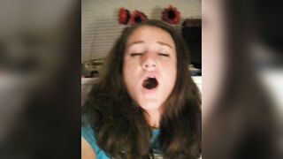 Masturbation Selfies with Sex Toys - Brunette College Student Homemade Dildo Fuck & Orgasm