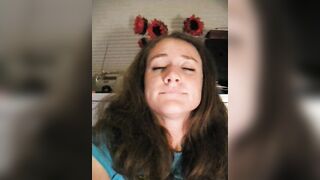 Masturbation Selfies with Sex Toys - Brunette College Student Homemade Dildo Fuck & Orgasm