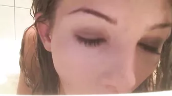 Brunette Teen with Small Tits Masturbates in Bathtub with Dildo - Amateur Homemade Porn!