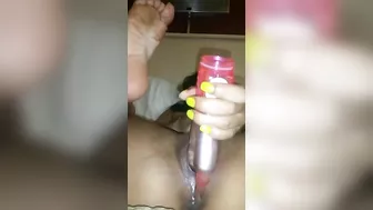 Latina Masturbates with Dildo and Squirts Wet Pussy in Homemade Video