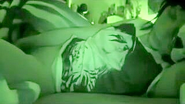 Night Vision Masturbation - Amateur Brunette Selfie Orgasm