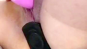 Amateur Masturbates with Double Penetration and Anal Play