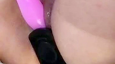 Amateur Masturbates with Double Penetration and Anal Play