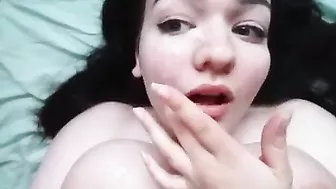 Brunette Busty Teen Fingers Herself with Cum - Homemade Masturbation Selfies!