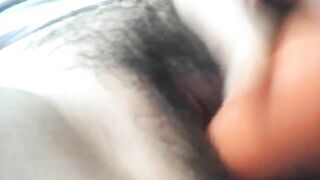 Asian Amateur Masturbates with Hairy Pussy and Dildo in Homemade Selfie