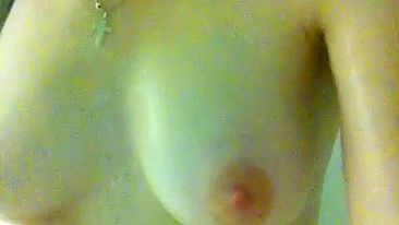 Amateur Brunette Masturbates with Dildo in Hot Shower