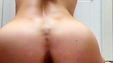 Masturbating Brunette Rides Anal Plug & DP Toy for Hot Ass Orgasms