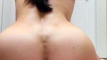 Masturbating Brunette Rides Anal Plug & DP Toy for Hot Ass Orgasms