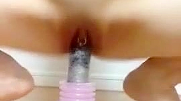 Petite Skinny Masturbates with Dildo and Small Tits