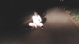 Dark Road Masturbation Exhibition with Amateur Slut