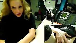 Blonde Babe Homemade Masturbation Porn in Office Stockings and Webcam