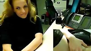 Blonde Babe Homemade Masturbation Porn in Office Stockings and Webcam