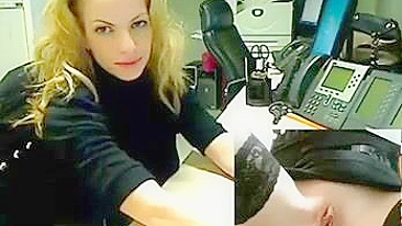 Blonde Babe Homemade Masturbation Porn in Office Stockings and Webcam