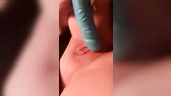 Tight Pussy Selfie Masturbation with Dildo Fuck & Amateur Blonde