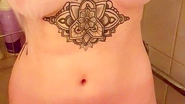 Amateur Tattooed Girlfriend Teases in Shower Masturbation