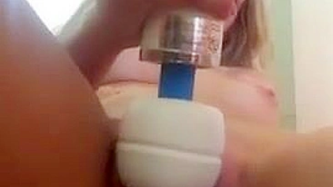 College Cutie Homemade Masturbation with Shaved Pussy and Vibrator Orgasm