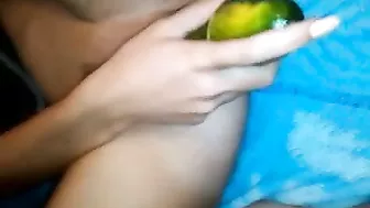 Homemade Masturbation with Dildos and Veggies - Amateur Brunette Sex Toy Fun