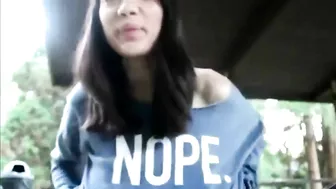 Amateur Brunette Masturbates with Dildo & Pantyhose in Public!