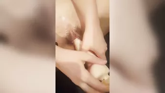 Amateur Wife Tight Pussy Gets Stuffed with Big Dildo during Masturbation