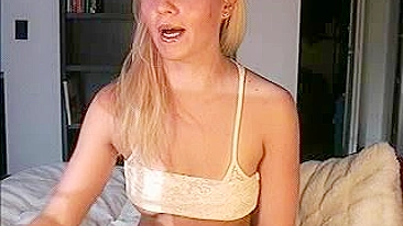 Blonde Amateur Homemade Masturbation with Dildo and Webcam Orgasm