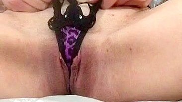 MILF Masturbates with Shaved Pussy in New Panties