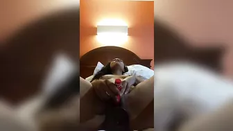 Amateur Ebony Teen Selfie Masturbation with Dildo and Orgasm