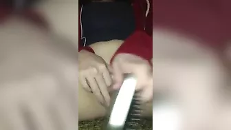 Masturbating Teen Goes Wild with Hairbrush and Dildo!