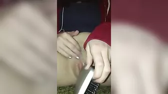 Masturbating Teen Goes Wild with Hairbrush and Dildo!
