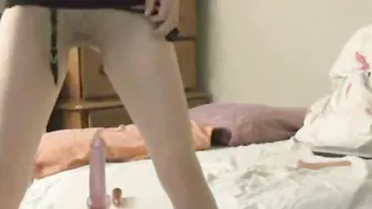 Amateur Masturbates with Dildo & Fucks Herself in Anal Double Penetration Selfie!