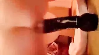 College Cutie Homemade Masturbation with Black Dildo Squirts!