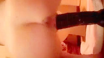 College Cutie Homemade Masturbation with Black Dildo Squirts!