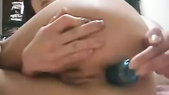 College Asian Teen Anal Masturbation with Squirting Toy!