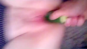 MILF Masturbates with Cucumber for Big Boobs and Busty Wife!