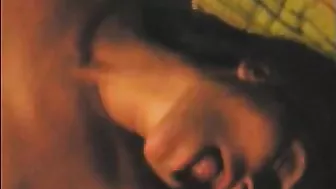 Amateur Brunette Blows Boyfriend Cum all over her Pretty Face during Homemade Masturbation Session