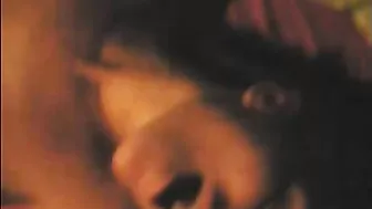 Amateur Brunette Blows Boyfriend Cum all over her Pretty Face during Homemade Masturbation Session