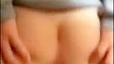 Masturbating Cowgirl with Big Butt and Shaved Pussy Rides Huge Dildo!