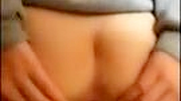 Masturbating Cowgirl with Big Butt and Shaved Pussy Rides Huge Dildo!