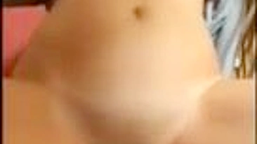 Masturbating Cowgirl with Big Butt and Shaved Pussy Rides Huge Dildo!