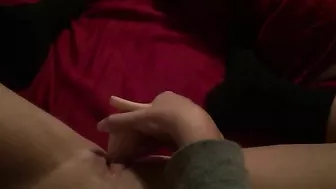 Petite Teen Masturbates with Tight Pussy and Shaved Pubes on Homemade Video