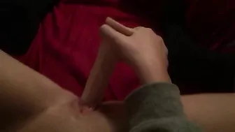 Petite Teen Masturbates with Tight Pussy and Shaved Pubes on Homemade Video