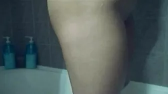 Amateur Brunette DP Masturbation with Dildo and Fingering in Shower Playtime 2